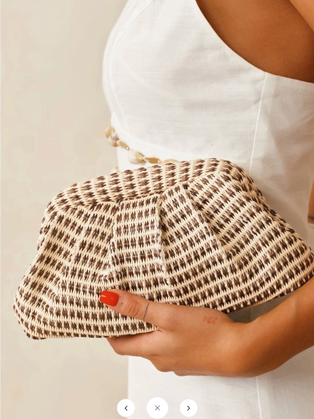 Commense Houndstooth Woven Ruched Crossbody Clutch